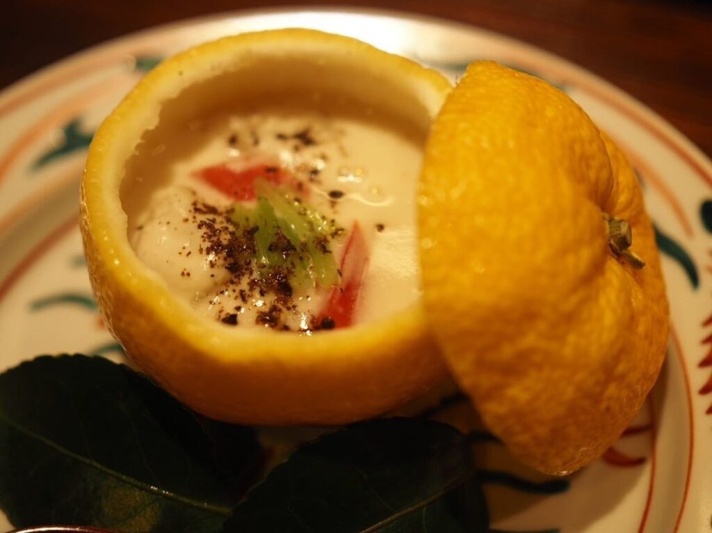 Kyoto kappou hollowed yuzu gratin