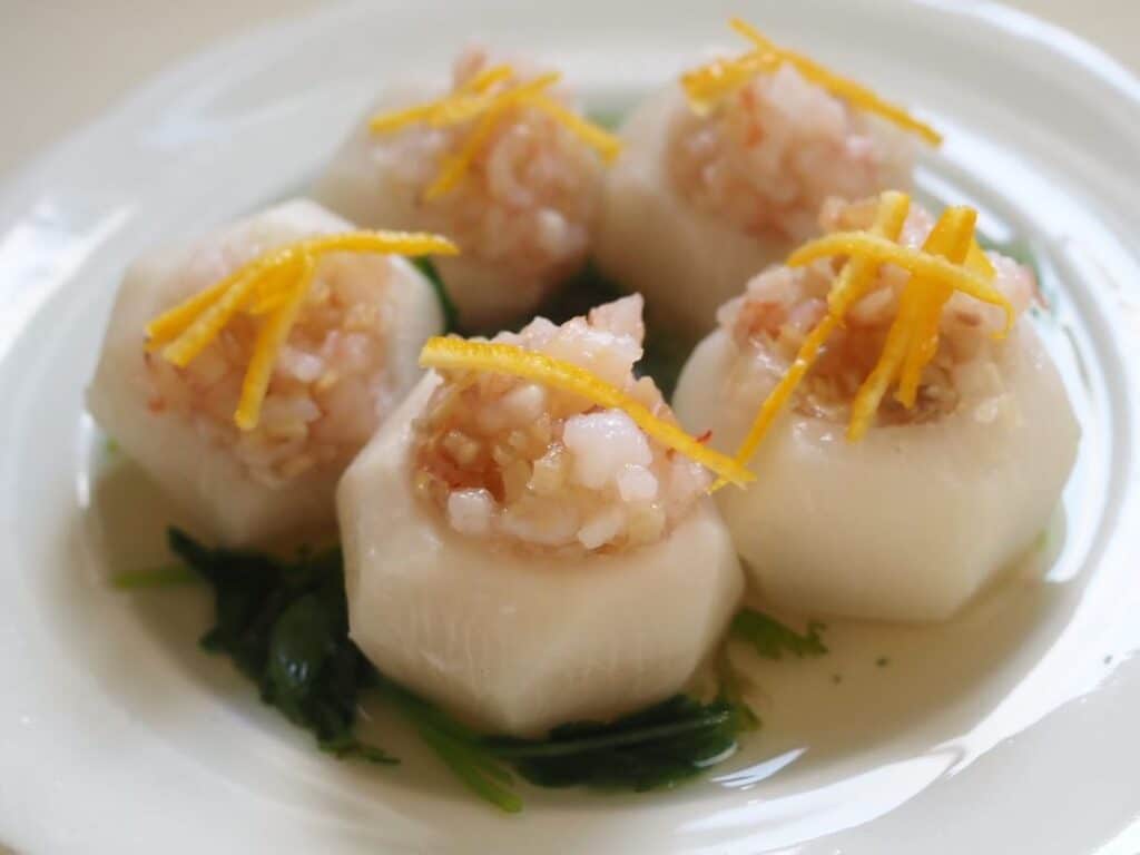 stuffed turnips with shrimp dumplings