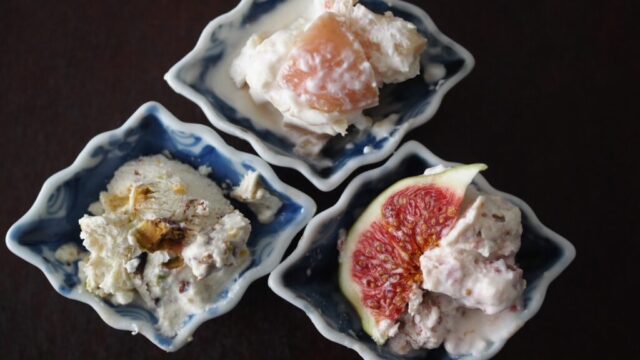 Healthy Homemade Ice Cream! Fig, Pistachio, Cider Apple/  自家製アイス3種